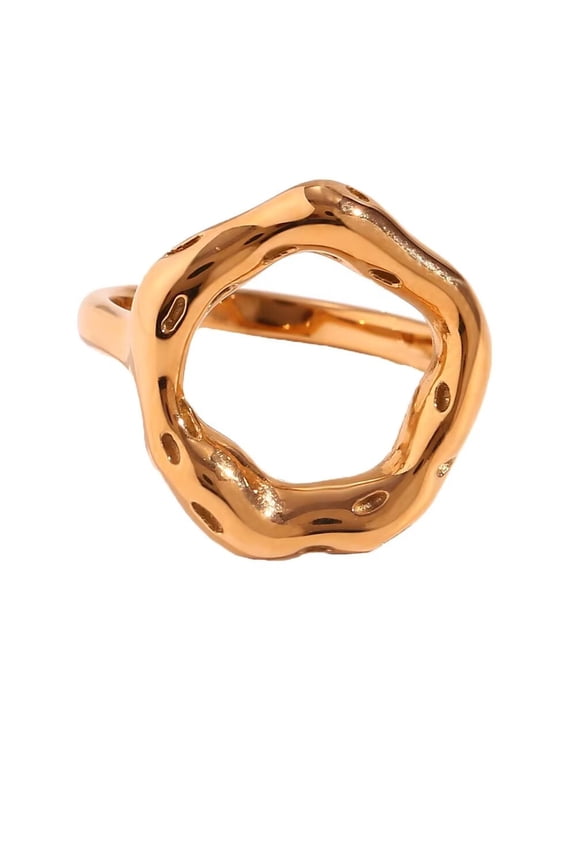 Women's Irregular Round Ring for Stainless Steel Vintage Skeleton Minimalist Couple Band Jewelry Gold Size 8