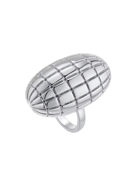 Women's Irregular Rugby Shaped Stainless Steel Ring Vintage Personalized Hip Hop Exaggerated Ring Band Jewelry Silver Size 11