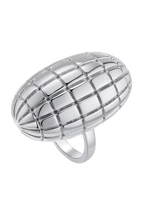 Women's Irregular Rugby Shaped Stainless Steel Ring Vintage Personalized Hip Hop Exaggerated Ring Band Jewelry Silver Size 9