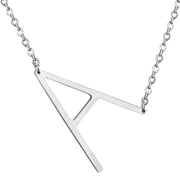 HIJONES Womens Mens Stainless Steel Big Initial 26 Letter A to Z Pendant Necklaces Alphabet Personalized Charm Chain Necklace Silver A