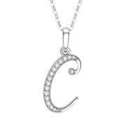 HIJONES Womens Mens Stainless Steel Cubic Zirconia Initial Necklace