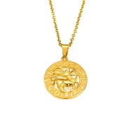 HIJONES Womens Mens Stainless Steel Gold Coin Zodiac Hollow Pendant Necklace Astrology Lucky Jewelry Gold Sagittarius