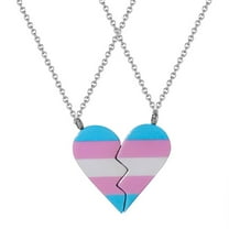 HIJONES Women's Men's Stainless Steel Heartfelt Rainbow Heart Friendship Pendant Necklace Unisex Couple Gay Lesbian Pride Jewelry Style 5