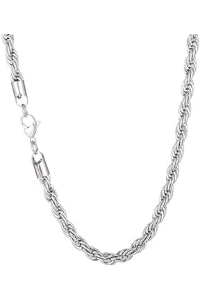Women's Men's Stainless Steel Rope Twist Braided Chain Necklace Weave Solid Chains Silver Plated 2.4MM 20in