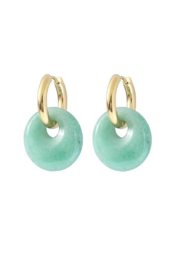 Women's Natural Stone Hoop Earrings Huggie Statement Ear Studs Style 8