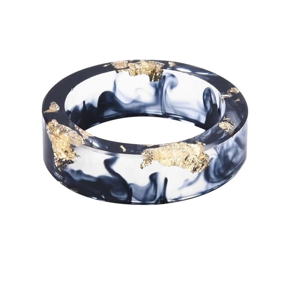 HIJONES Women's Pressed Dried Flower Plant Resin Ring Band Transparent Acrylic Natural Style Jewelry for Wedding Anniversary Black Size 9