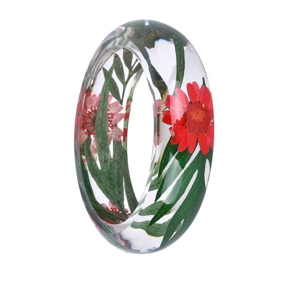 HIJONES Women's Pressed Dried Flowers Plant Resin Bracelet Style 6