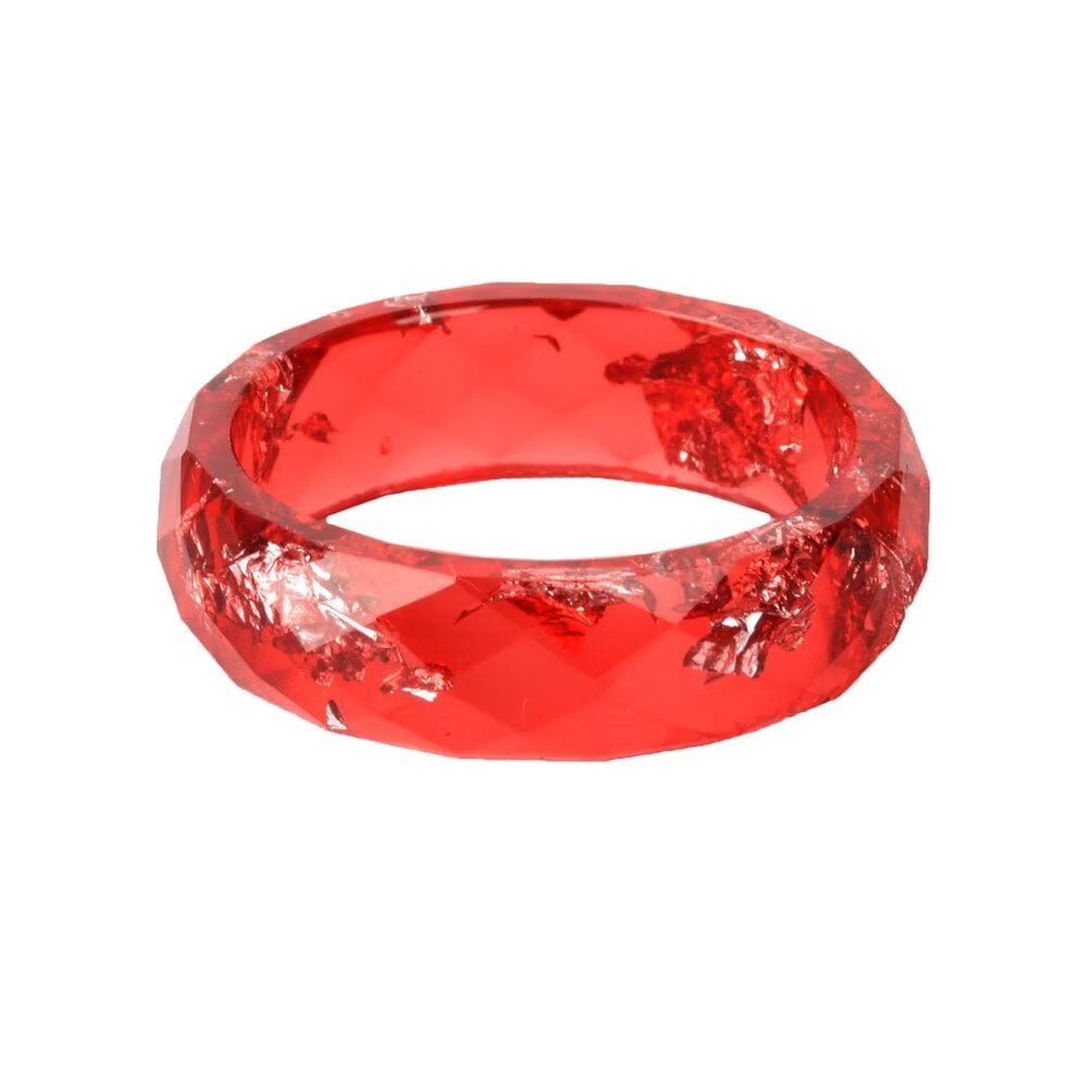 HIJONES Women s Resin Ring Band Acrylic Colorful Stackable Jewelry for Wedding Anniversary Red Size 10