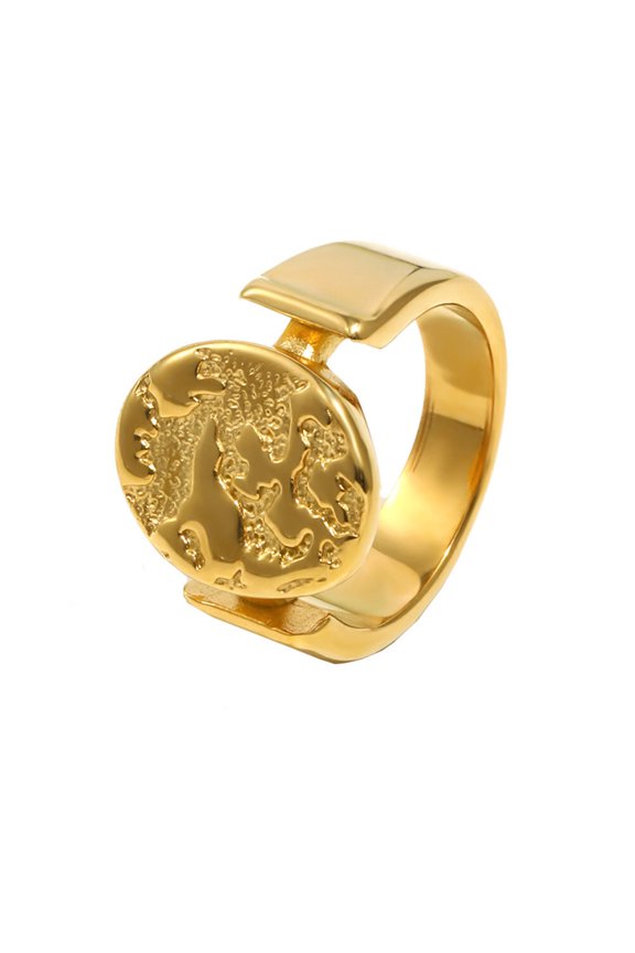 Women's Round Disc Cloud Stainless Steel Ring Personalized Vintage Band Jewelry Gold Size 6