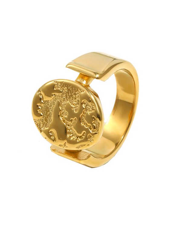 Women's Round Disc Cloud Stainless Steel Ring Personalized Vintage Band Jewelry Gold Size 8