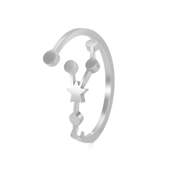 HIJONES Women's Stainless Steel Delicate Hollow Rings Silver Taurus Adjustable
