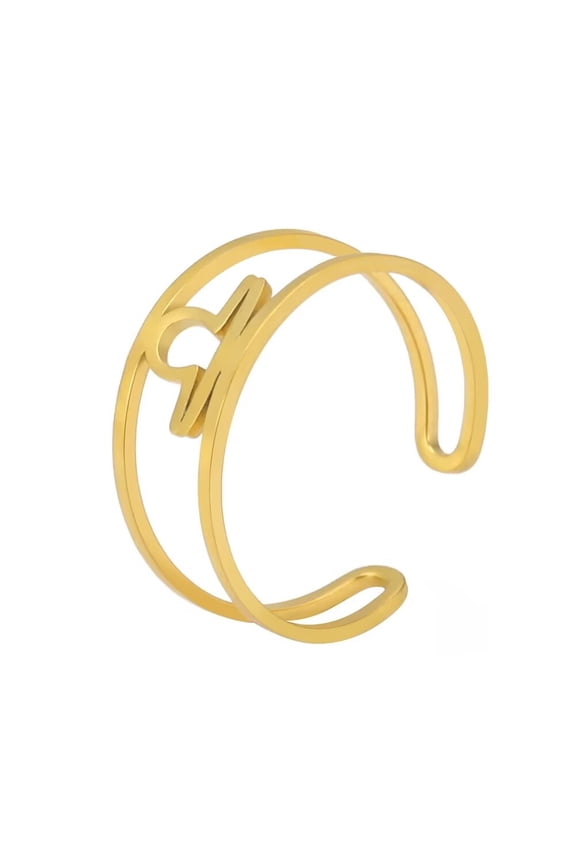 Women's Stainless Steel 12 Celestial Sign Constellation Simple Delicate Hollow Rings Gifts for Birthday Open Rings Gold Libra Adjustable