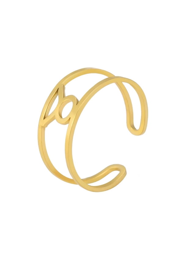 Women's Stainless Steel 12 Celestial Sign Constellation Simple Delicate Hollow Rings Gifts for Birthday Open Rings Gold Taurus Adjustable
