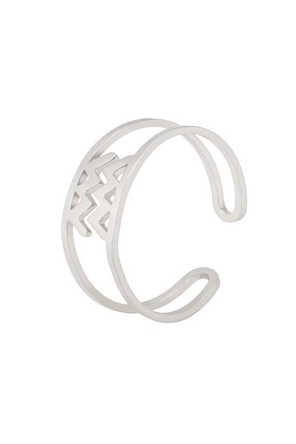 Women's Stainless Steel 12 Celestial Sign Constellation Simple Delicate Hollow Rings Gifts for Birthday Open Rings Silver Aquarius Adjustable