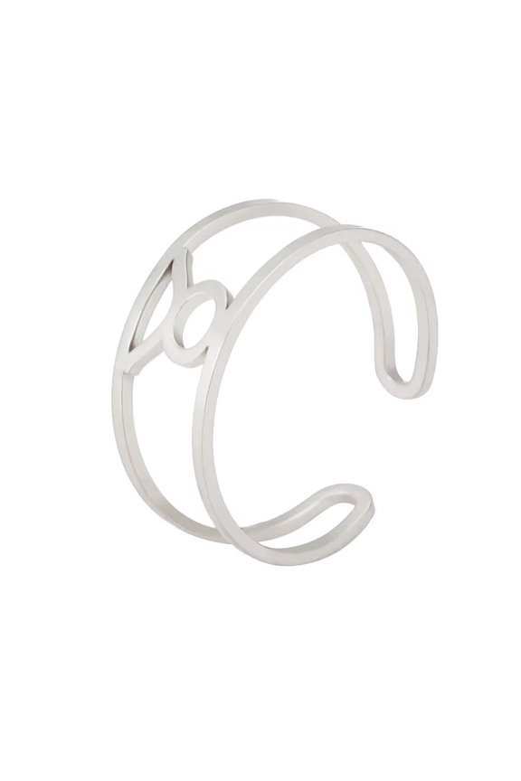 Women's Stainless Steel Celestial Sign Constellation Hollow RingsSilver Taurus Adjustable
