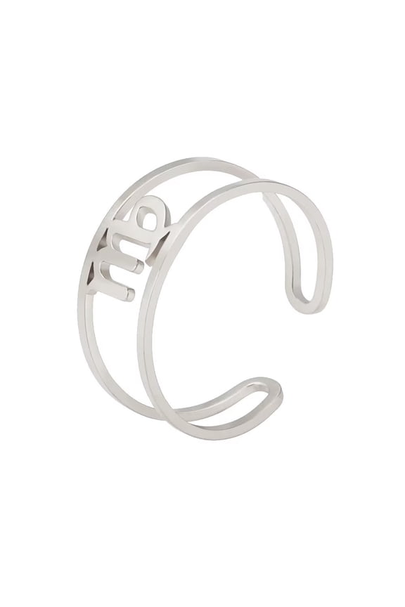 Women's Stainless Steel 12 Celestial Sign Constellation Simple Delicate Hollow Rings Gifts for Birthday Open Rings Silver Virgo Adjustable