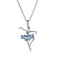 thumbnail image 1 of HIJONES Women's Stainless Steel Ballet Pendant Necklace Ballerina Dance Recital Gifts Long Sweater Chain Silver Water Blue, 1 of 2