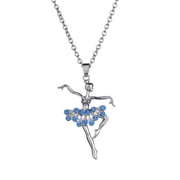 HIJONES Women's Stainless Steel Ballet Pendant Necklace Ballerina Dance Recital Gifts Long Sweater Chain Silver Water Blue