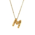 thumbnail image 1 of HIJONES Women's Stainless Steel Balloons Initial Letter Choker Necklace Alphabet Pendant Charm with Chain, Gold Letter M, 1 of 6