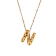 thumbnail image 1 of HIJONES Women's Stainless Steel Balloons Initial Letter Choker Necklace Alphabet Pendant Charm with Chain, Gold Letter N, 1 of 6