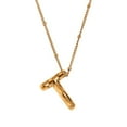 thumbnail image 1 of HIJONES Women's Stainless Steel Balloons Initial Letter Choker Necklace Alphabet Pendant Charm with Chain, Gold Letter T, 1 of 6