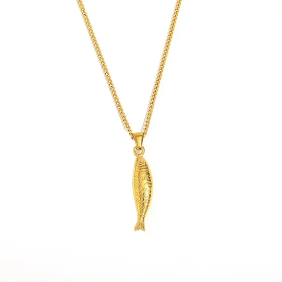 HIJONES Women's Stainless Steel Dainty Gold Sliver Fish Drop Pendant Animal Necklace Simple Charm Summer Beach Jewelry Gold