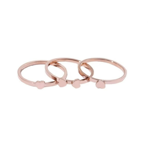 HIJONES Women's Stainless Steel Dainty Three-in-One Love Heart Ring Friendship Promise Jewelry Gifts for Women Rose Gold Size 9