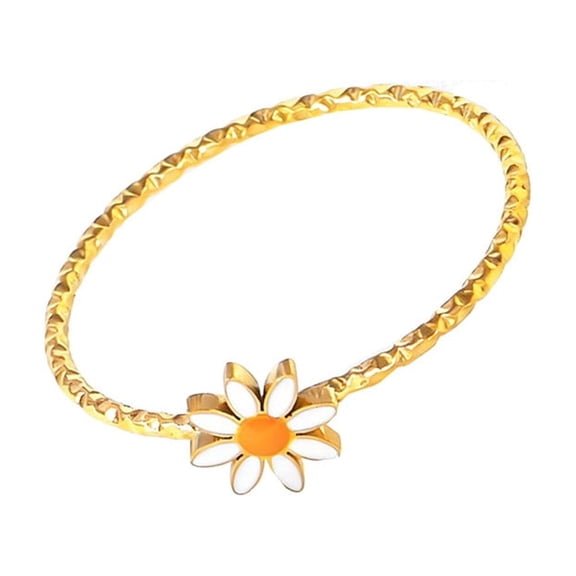 HIJONES Women's Stainless Steel Daisy Flower Stackable Pinky Ring Dainty Jewelry Silver Size 7