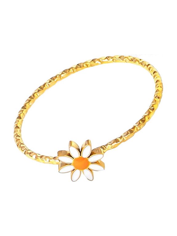 Women's Stainless Steel Daisy Flower Stackable Pinky Ring Dainty Jewelry Silver Size 8