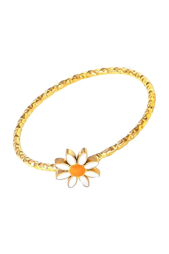 Women's Stainless Steel Daisy Flower Stackable Pinky Ring Dainty Jewelry Silver Size 8