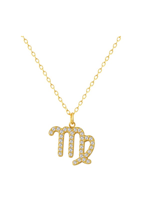 Women's Stainless Steel Danity Full CZ Rhinestone Astrology Necklace 12 Zodiac Sign Pendant Chains Gold virgo