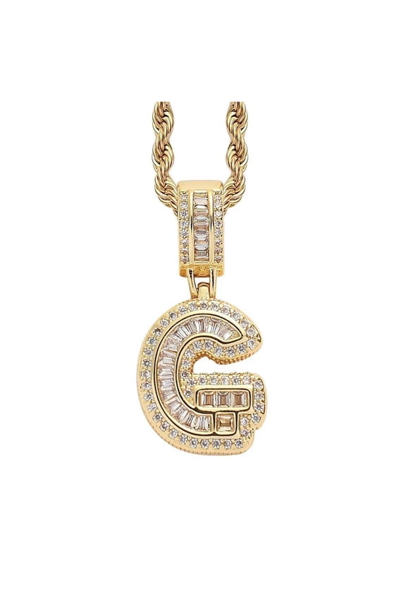Cubic Zircon 26 Letter Alphabet Pendant Necklace for Women Stainless Steel Personalized Initial First Name Jewelry Gold G