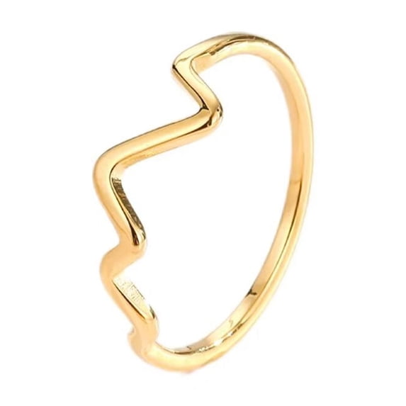 HIJONES Women's Stainless Steel Ring Personalized Electrocardiogram Jewelry for Birthday Gift Gold Size 6