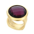 thumbnail image 1 of HIJONES Women's Stainless Steel Round Light Luxury Glass Big Gemstone Signet Ring Christmas Promise Jewelry Purple2 Gem Gold Size 8, 1 of 5