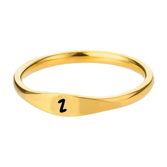 HIJONES Women's Stainless Steel Simple 3.5mm Gold Alphabet A to Z Initial Rings Wedding Engagement Statement Jewelry Z Size 10