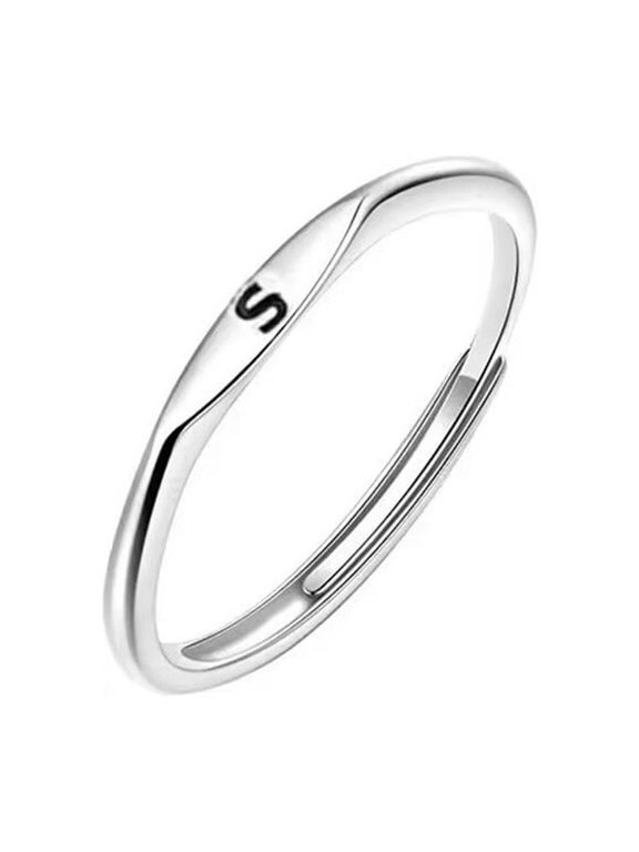 Women's Stainless Steel Dainty Thin Alphabet Rings