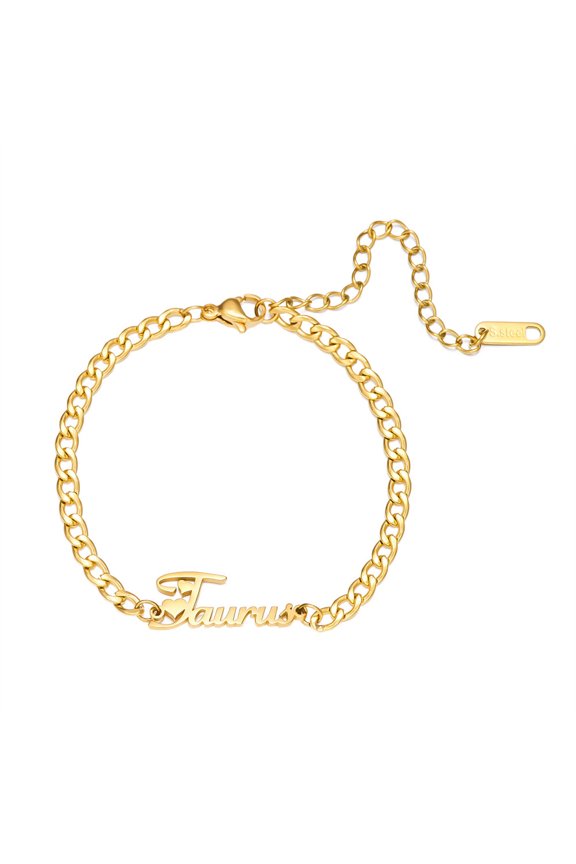 Women's Stainless Steel Simple Zodiac Sign Bracelet Horoscope Constellation Charm Jewelry Taurus