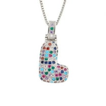 HIJONES Women's Stainless Steel Trendy Bubble Rainbow Letter Necklace Cubic Zirconia Alphabet Name Pendant Necklace Silver L