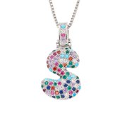HIJONES Women's Stainless Steel Trendy Bubble Rainbow Letter Necklace Silver S