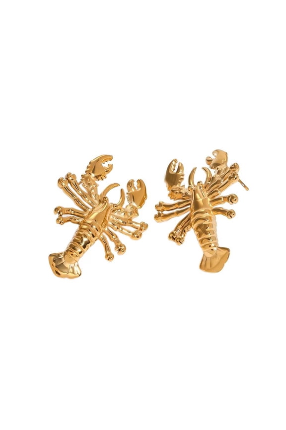 Women's Stainless Steel Two Tone Scorpion Horoscope Statement Stud Earrings Punk Lobster Earrings Gold