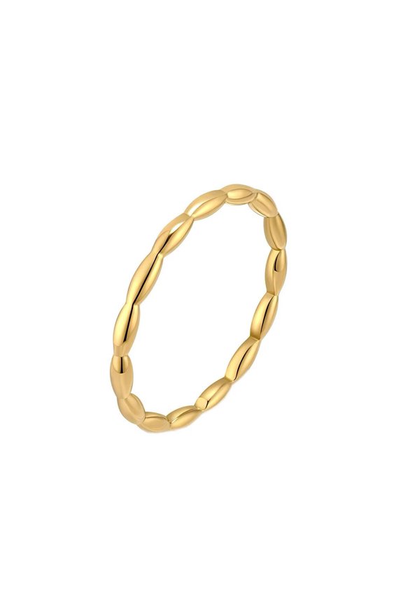 Women's Stainless Steel Water Droplets Knotted Twisted Rope Stackable Ring Braid Wave Promised Band Gold Size 5