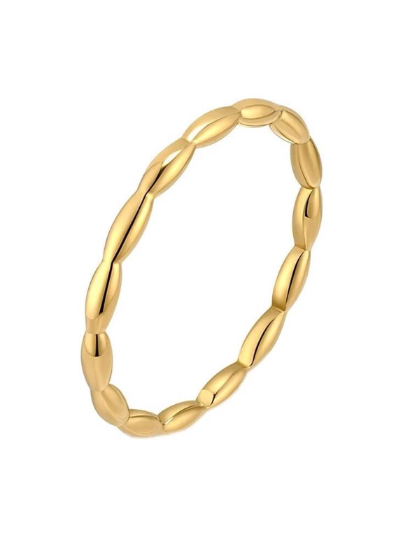 Women's Stainless Steel Water Droplets Knotted Twisted Rope Stackable Ring Braid Wave Promised Band Gold Size 7