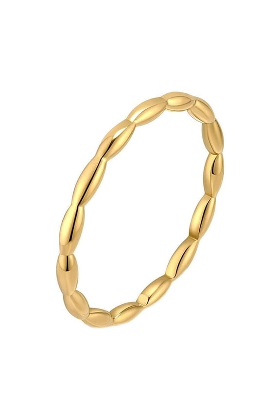 Women's Stainless Steel Water Droplets Knotted Twisted Rope Stackable Ring Braid Wave Promised Band Gold Size 9