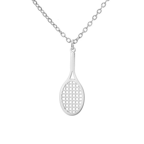 HIJONES Women's Tennis Racket Pendant Necklace Stainless Steel Sports Chain Collarbone Jewelry Silver