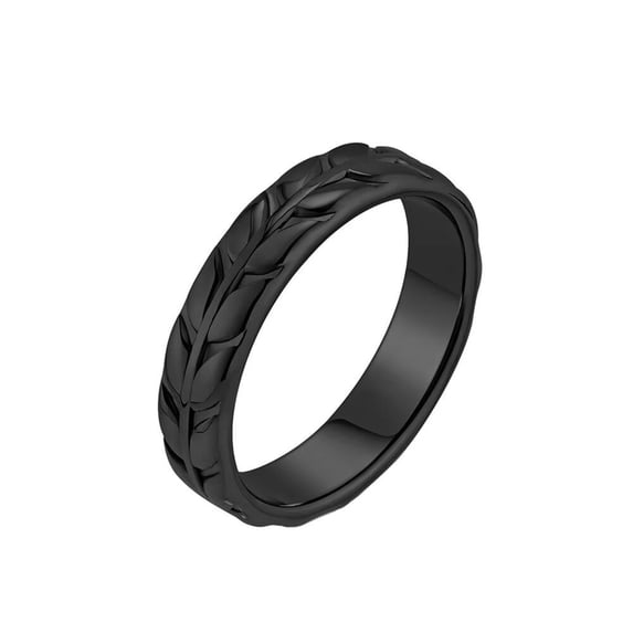 HIJONES Women's Rings Stainless Steel Exaggerated Band Jewelry Black Size 11