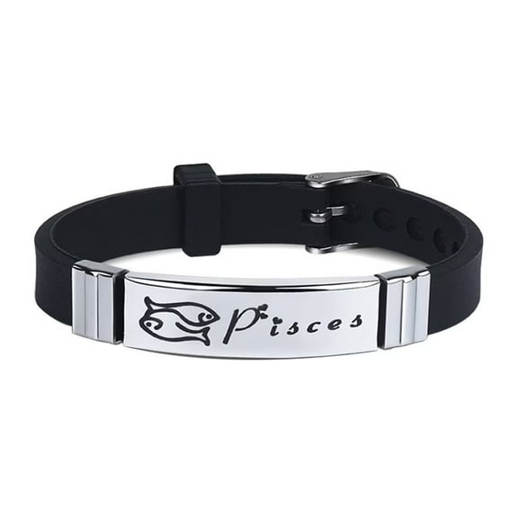HIJONES Zodiac Signs Constellation Bracelet for Men Women Horoscope Wristband Bangles Black Pisces