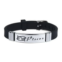HIJONES Zodiac Signs Constellation Bracelet for Men Women Horoscope Wristband Bangles Black Pisces
