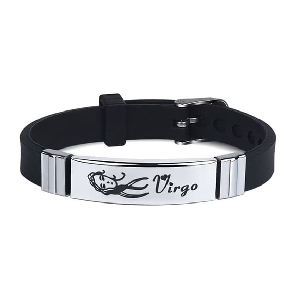 HIJONES Zodiac Signs Constellation Bracelet for Men Women Horoscope Wristband Bangles Black Virgo