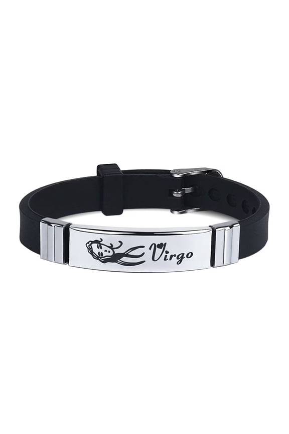 Zodiac Signs Constellation Bracelet for Men Women Horoscope Wristband Bangles Black Virgo