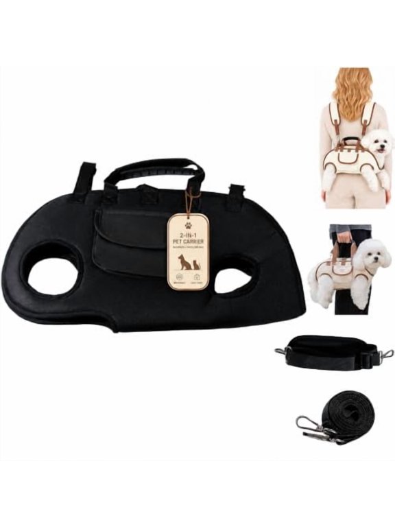 2-in-1 Portable Breathable Pet Carrier, Puppy Sling Bag, Hands-Free Crossbody And Backpack Carry, Adjustable Straps, Detachable Leash For Daily Walks And Trips